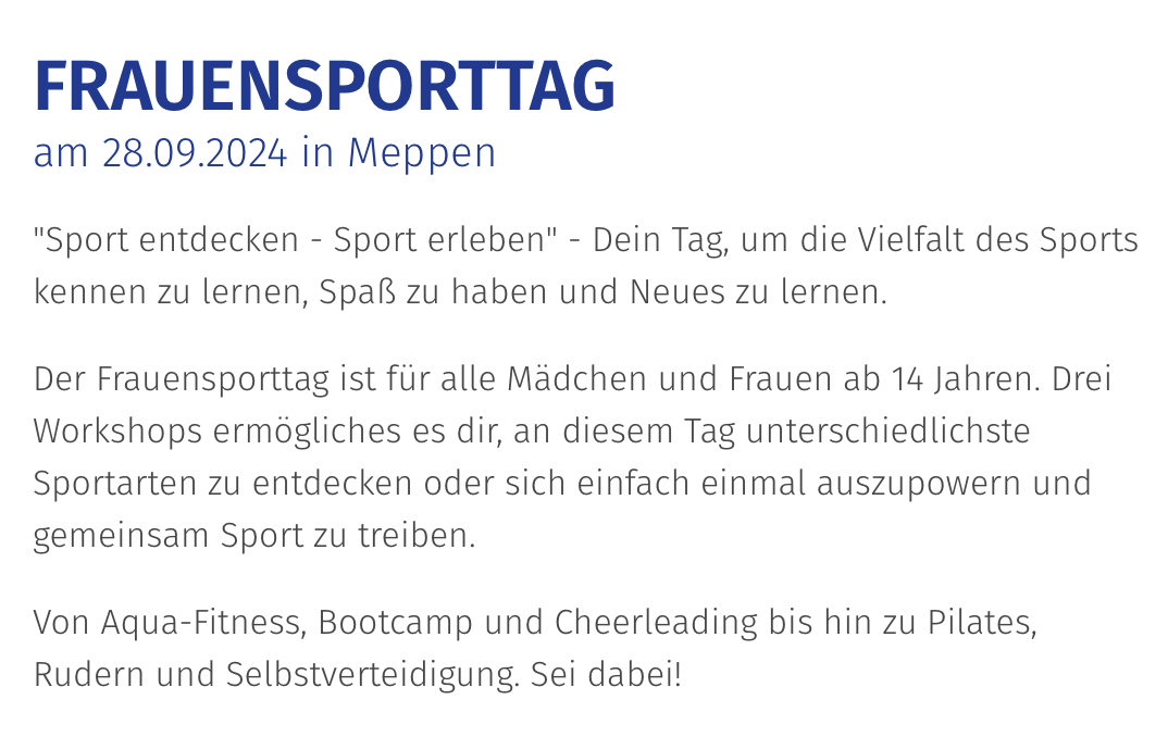 Frauensporttag des KSB in Meppen